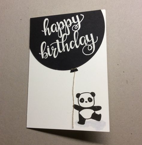 Boyish birthday card - nice and simple - Mama Elephant Pandamonium and Avery Elle Big Greetings stamps Birthday Easy Cards, Panda Greeting Card, Panda Cards Birthday, Panda Birthday Cards Handmade, Handmade Birthday Cards For Best Friend Paper Crafts, Panda Cards Handmade, Simple Bday Card, Simple Birthday Drawings, Happy Birthday Card For Friend