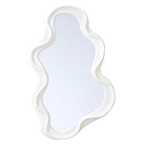 Mokoze Asymmetrical Wall-Mounted Mirror, Creative Unique Decorative Mirrors, Funky Wavy Mirror 16.14"x9.84" Irregular Border White Mirror for Bathroom Living Room Decoration Wiggly Mirror, Arch Bedroom, Funky Frames, Bubble Mirror, Mirror Creative, Funky Mirrors, Cloud Mirror, Dream Bedroom Inspiration, Wavy Mirror