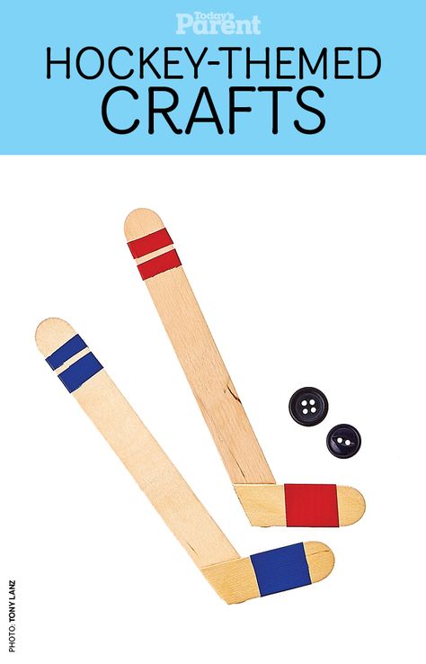 Have a hockey lover in your house? Get them to make these DIY hockey sticks! Hockey Crafts, Olympic Crafts, Hockey Party, Hockey Birthday, Sport Craft, Hockey Sticks, Popsicle Stick Crafts, Hockey Stick, Camping Crafts