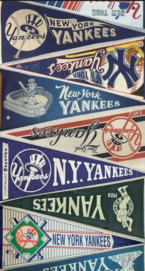 Vintage Yankees Poster, Yankees Aesthetic, New York Yankees Wallpaper, Yankees Wallpaper, Yankees Poster, Vintage Pennants, Baseball Wallpaper, Nyc Apt, Yankees World Series