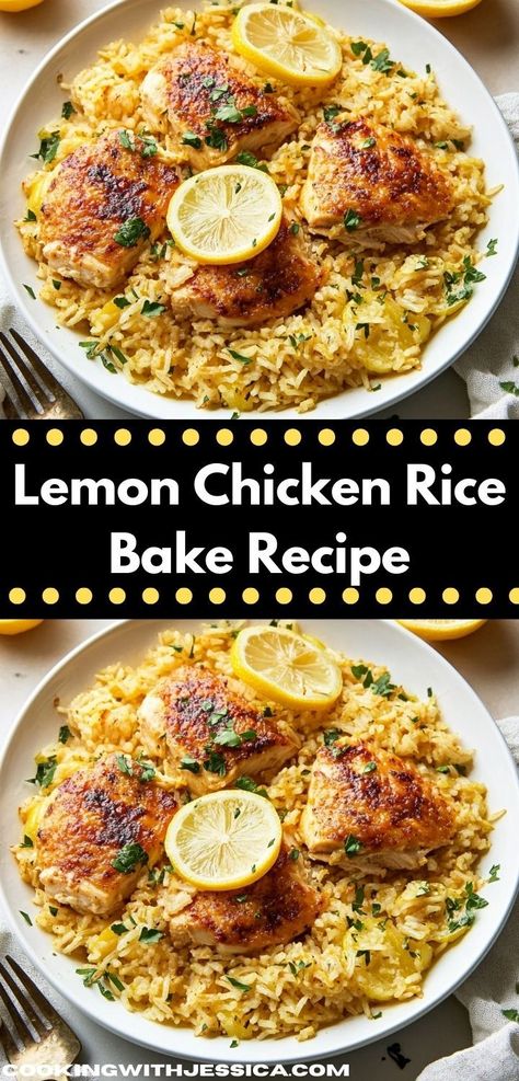 Searching for a dish your kids will love? This Lemon Chicken Rice Bake is not only packed with flavor but also incredibly easy to prepare, making it a fantastic family-friendly option for busy evenings. Chicken Casserole With Rice A Roni, Bake Rice Recipe Oven, Baked Chicken Breast And Rice, Simple Chicken And Rice Recipes, Chicken And Rice Recipes Casserole, Baked Chicken Dinner Recipes, Easy Chicken And Yellow Rice Recipe, Healthy Chicken And Rice Casserole, Baked Chicken And Rice Recipes