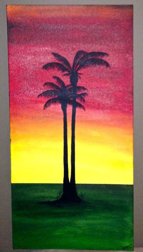 Tropical sunset inspired by Jamaica Jamaica Art Painting, Jamaica Painting, Jamaican Art, Reggae Art, Sunset Canvas Painting, Sip N Paint, Tropical Sunset, Fir Trees, Sunset Canvas