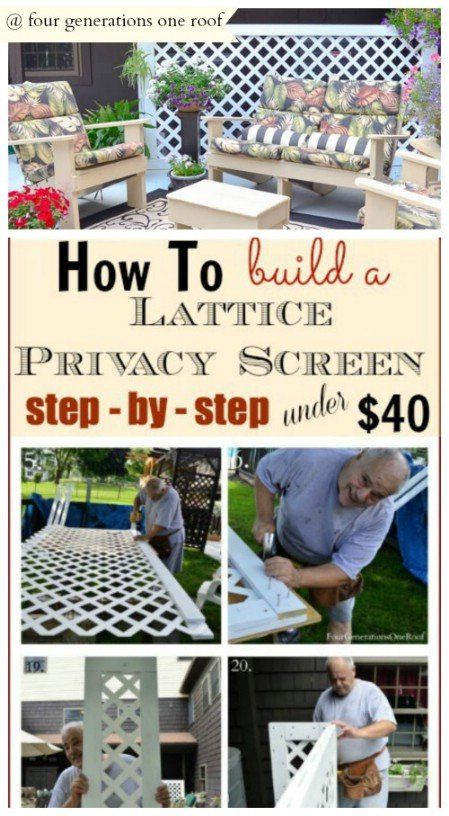 Create A Lattice Screen - 150 Remarkable Projects and Ideas to Improve Your Home's Curb Appeal Lattice Privacy Screen, Backyard Privacy Screen, Patio Privacy Screen, Patio Privacy, Backyard Privacy, Summer Patio, Privacy Screen Outdoor, Sunrooms, Privacy Screen