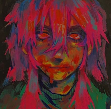 Eyestrain Art Icons, Colorful Gore Art, Fleshcore Art, Saturated Art Style, Non Binary Gender Envy Art, Horror Oc Male, Eyestrain Art Pfp, Vibrant Art Style, Hyperpop Art Style