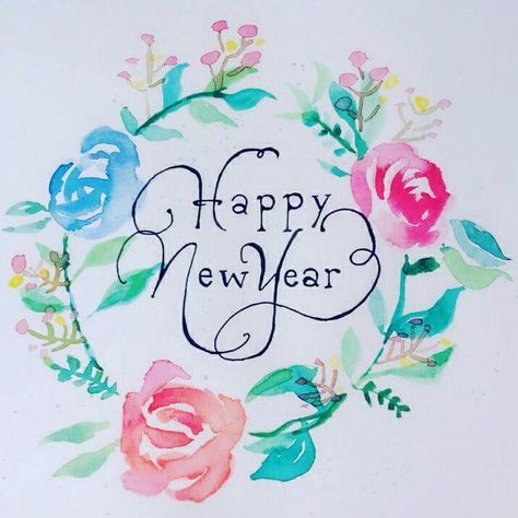 Happy New Year 2024 Painting, Watercolor Happy New Year, Happy New Year Watercolor Painting, Happy New Year Sketch, Happy New Year Drawing Ideas 2024, New Year Drawing 2024, New Year Drawing Ideas 2024, Happy New Year 2024 Drawing, Happy New Year Watercolor Cards