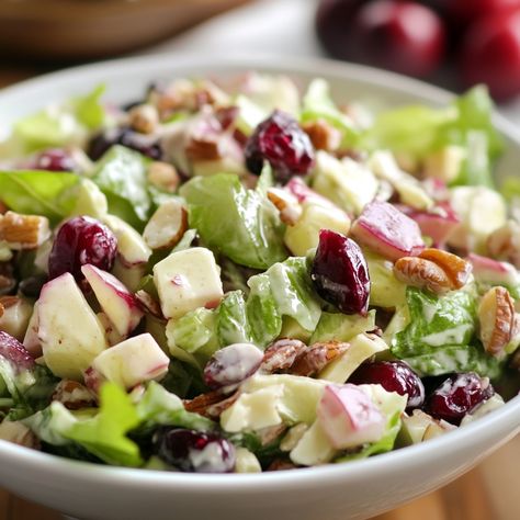 Cranberry Waldorf Salad Recipe – Gymonset Wardolf Salad Recipe, Waldorf Salad Recipe Healthy, Classic Waldorf Salad, Pork Rub Recipe, Bread Salad Recipe, Cranberry Walnut Salad, Cranberry Salad Recipes, Balsamic Glaze Recipes, Waldorf Salad Recipe