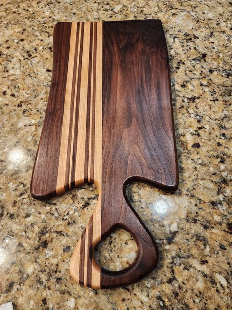 Beautiful Handmade walnut and maple charcuterie board measures 21"× 10" inches Charcuterie Board Design, Charcuterie Board Wood, Easy Woodworking Projects Diy, Wooden Crafts Diy, Bathroom Floor Cabinets, Board Designs, Shop Projects, Carving Wood, Wood Shop Projects