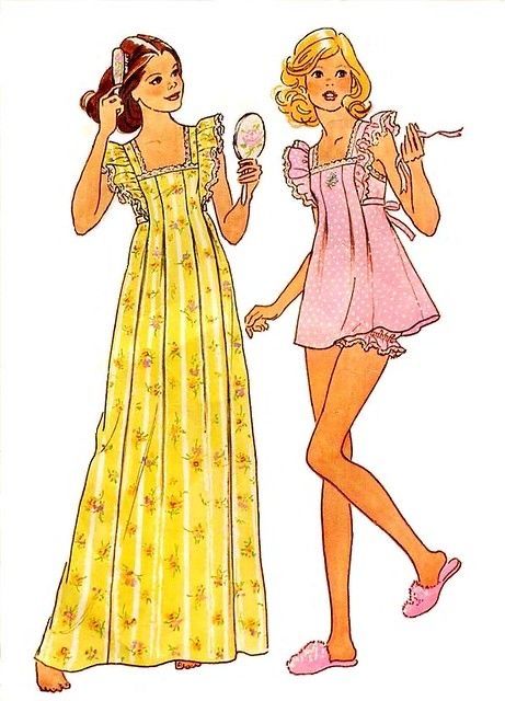 Nightgown Sewing Pattern, Babydoll Nightgown, Patron Vintage, Vintage Dress Patterns, Simplicity Sewing Patterns, Moda Vintage, Vintage Lingerie, Mode Vintage, Vintage Sewing Patterns