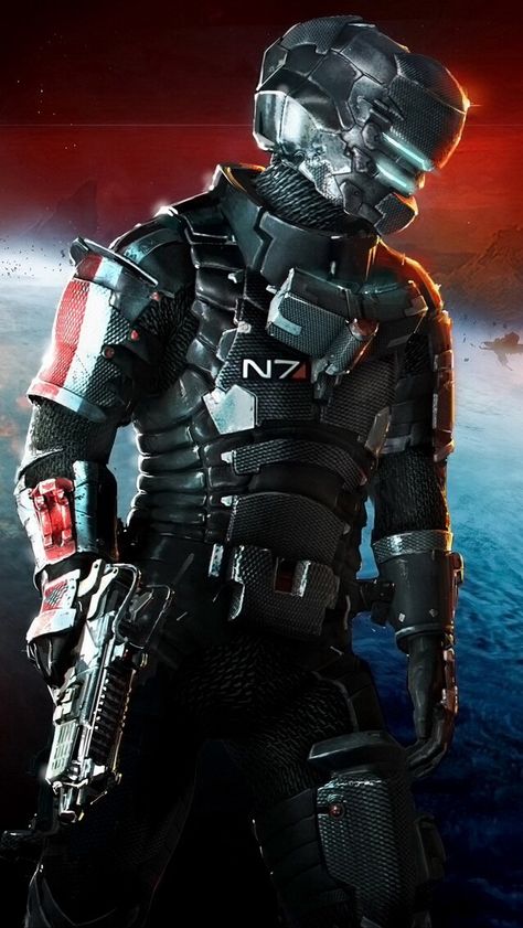 Dead Space Dead Space Suits, Mass Effect Poster, N7 Armor, Powered Armor, Mass Effect Universe, Mass Effect 3, Futuristic Armour, Sci-fi Armor, Future Soldier