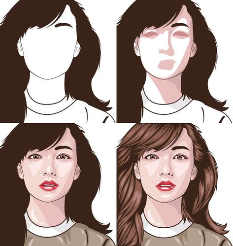 Vector Portrait: Erika Mori on Behance | Vector portrait art, Vector portrait, Illustrator portrait tutorial Vector Portrait Tutorial, Erika Mori, Behance Illustration, Self Portrait Drawing, Vector Portrait Illustration, Draw Vector, Digital Portrait Illustration, Portrait Tutorial, Digital Portrait Art