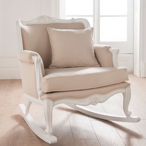 Notting Hill Mumma on Instagram: “N U R S I N G. C H A I R S. I have fallen in love with this @homesdirect365 rocking french inspired chair and I am trying to convince…” Wingback Rocking Chair, Antique French Chairs, Rococo Decor, Luxury Nursery, Baby Rocking Chair, Chair Aesthetic, White Accent Chair, Rocking Armchair, Provincial Furniture