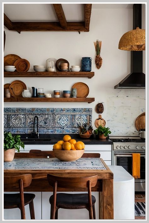 Transform your kitchen into a boho haven with our 8 useful kitchen ideas for stunning boho decor you'll love. Discover how to blend earthy tones, natural textures, and eclectic accessories to create a warm and inviting space. From unique shelving solutions to vibrant textiles, these tips will inspire your creativity and bring a touch of bohemian charm to your culinary oasis. Elevate your kitchen style and embrace the boho lifestyle today! Bohemian Kitchen Ideas, Mediterranean Kitchen Decor, Latest Kitchen Ideas, Eclectic Accessories, Unique Shelving, Kitchen Boho, Boho Kitchen Decor, Mediterranean Kitchen, Boho Lifestyle