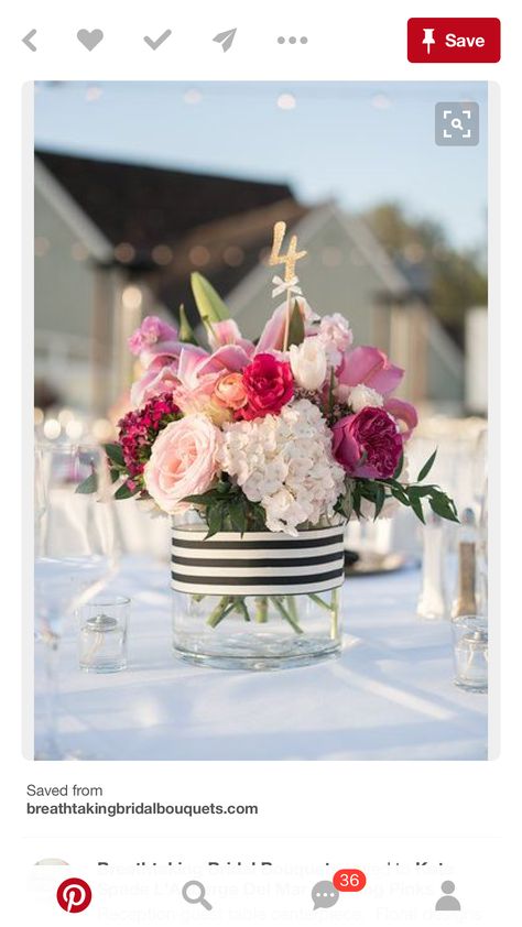 Guest Table Centerpieces, Kate Spade Wedding, Kate Spade Bridal Shower, Kate Spade Bridal, Pink And White Weddings, Rustic Wedding Decorations, Tafel Decor, Bridal Shower Tables, Wedding Bouquets Pink