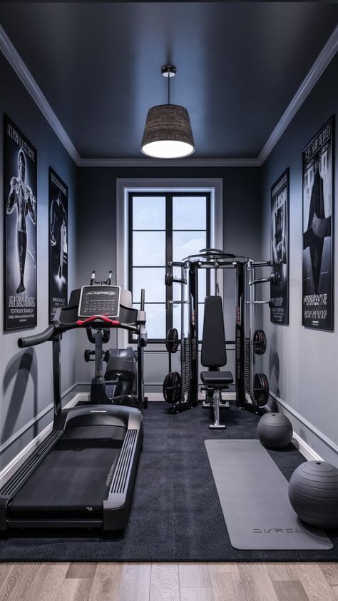 #Own #Creating #Gym #Workout #for #Spaces #Kitchens #Mini #HomeInspiration #HomeDecorating #Your #Ideas #Home #Compact Mini Gym Room At Home, Mini Fitness Room, Small Indoor Gym, Black Home Gym, Small Gym Room, Home Gym Design Luxury, Tiny Home Gym, Mini Gym At Home Ideas, Small Home Gyms