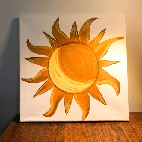 Simple Earthy Paintings, Simple Sun Painting Ideas, Cute Sun Painting, Earthy Paintings Canvas Easy, Sun Painting Aesthetic, Easy Earthy Paintings, Earthy Art Paintings, Aesthetic Sun Painting, Earthy Painting Ideas On Canvas