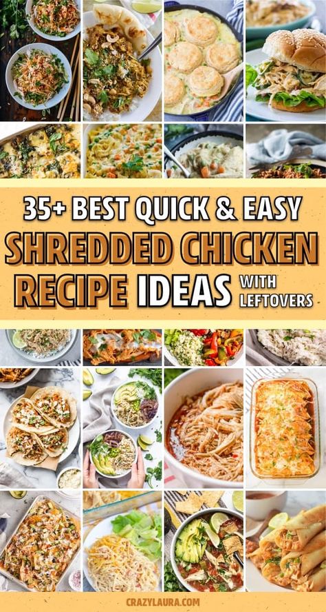 Check out the ultimate collection of shredded chicken recipe ideas with leftovers and more! #dinnerrecipe #shreddedchicken #chickenrecipe #chickendinner Best Shredded Chicken Recipes, Best Shredded Chicken, Shredded Chicken Recipes Easy, Ultimate Chicken Casserole, Shredded Chicken Breast Recipes, Shredded Chicken Casserole, Shredded Chicken Recipe, Leftover Chicken Breast, Easy Shredded Chicken