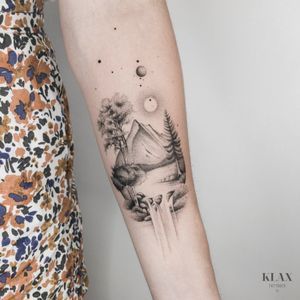 Outdoor Tattoo, Self-love Tattoo Ideas, Lightbulb Tattoo, Micro Realism, Delicate Tattoos For Women, Spiritual Tattoo, Dog Paw Tattoo, Tattoo Dotwork, Mountain Tree