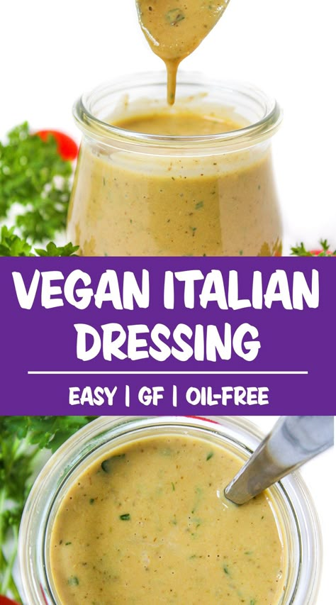 Vegan Italian Dressing, Wfpb Sauces, Wfpbno Recipes, Italian Dressing Recipe, Vegan Dressings, Garden Grazer, Oil Free Salad Dressing, Italian Dressing Recipes, Homemade Italian Dressing