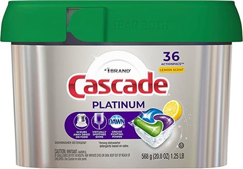 Amazon.com: Cascade Platinum ActionPacs, Dishwasher Detergent, Lemon Scent, 36 Count : Health & Household Cascade Dishwasher Pods, Cascade Platinum, Detergent Brands, Dawn Dishwashing Liquid, Hard Water Spots, Dishwasher Pods, Dishwasher Cleaner, Lemon Scent, Dish Detergent