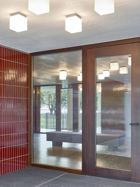 Mid Century Entrance, Public Swimming Pool, Residential Lobby, Lake Constance, Brick Interior, Entrance Halls, Apartment Buildings, Precast Concrete, Site Plan