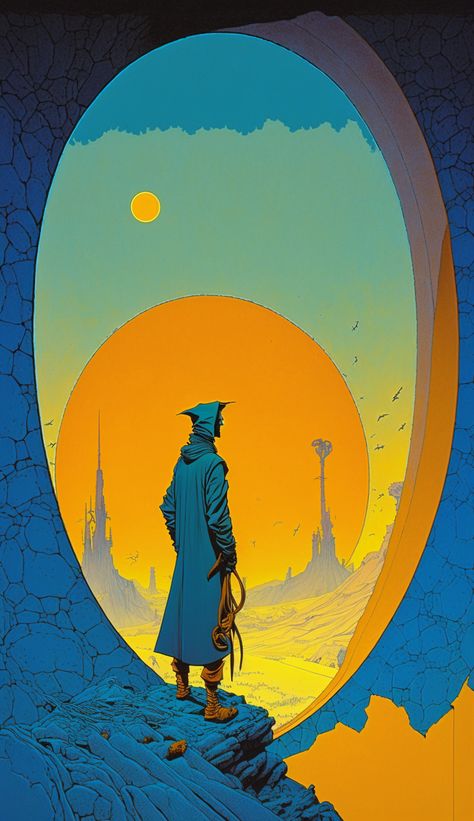 Space Environment Concept Art, Moebius Dune, Moebius Art Jean Giraud, Moebius Artist, Mobius Art, Victor Moscoso, Jean “moebius��” Giraud, Space Opera Art, Scifi Illustration