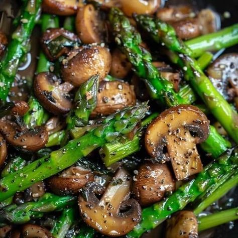 Ina Garten Cooking | Sautéed Asparagus and Mushrooms 🍄  | Facebook Mushroom And Asparagus Recipes, Asparagus And Mushroom Recipes, Asparagus Garden, Sautéed Asparagus, Asparagus And Mushrooms, Sauteed Mushrooms, Asparagus Recipe, Mushroom Recipes, Brussel Sprouts