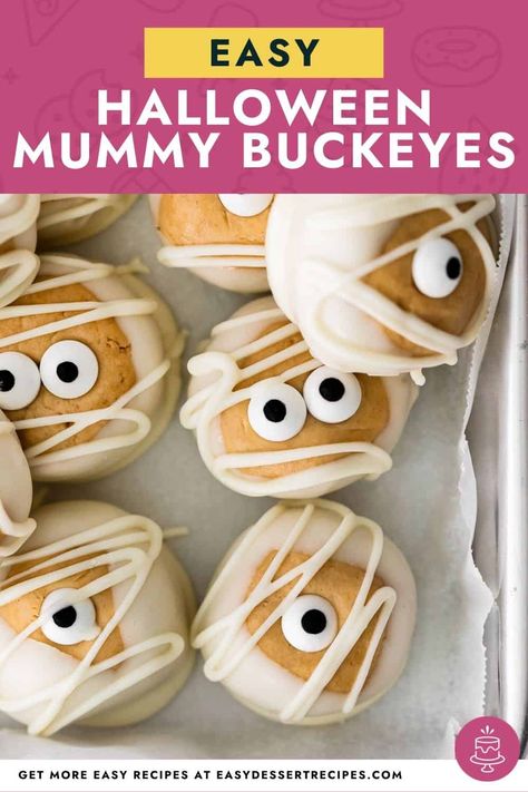 Halloween Buckeye Balls, Halloween Buckeyes Recipe, Halloween Peanut Butter Balls, Halloween Buckeyes, Halloween Dessert Recipes Easy, Chocolate Buckeyes, Fall Desserts Thanksgiving, 1 Cookies, Buckeyes Recipe