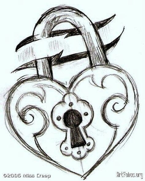 Doodle Art Cute Simple, Lock Drawing, Cool Things To Draw, Simple Drawing Ideas, Key Tattoos, Heart Doodle, Heart Drawing, Heart Lock, Drawing Images