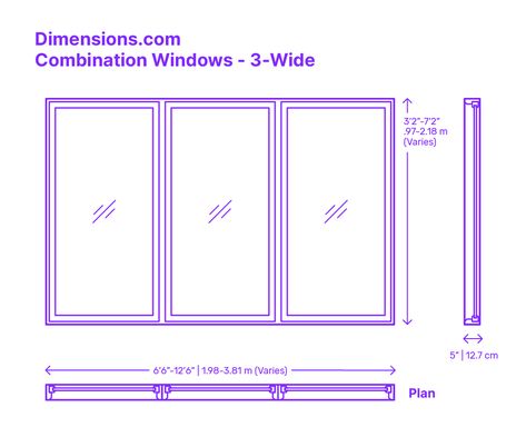 The 3-Wide combination window is an alluring design that consists of a single horizontal row of three vertical panels, producing a visually engaging effect. This three-panel-wide layout seamlessly blends form and function, ensuring ample natural light entry and offering extensive views. Downloads online #windows #buildings #construction Window Sizes Guide Bedroom, Standard Window Sizes, Models Architecture, Floor Planning, Interior Drawing, Window Dimensions, Shop Drawing, Interior Design Student, Concept Models Architecture