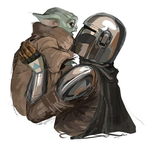 Mando And Grogu Fanart, Mando Fanart, The Mandalorian Wallpaper, The Mandalorian Fanart, Mandalorian Tumblr, Mandalorian Fanart, Mandalorian Art, Star Wars Drawings, Star Wars Day