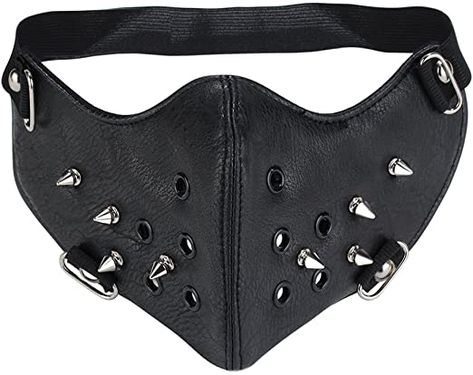 Amazon.com: Genda 2Archer PU Leather Fashion Half Face Punk Cosplay Anti-Dust Rivet Mask(Black): Clothing Punk Rock Halloween Costumes, Wrestling Attire, Motorcycle Mask, Steampunk Gadgets, Leather Face Mask, Steampunk Mask, Sports Costume, Mask Masquerade, Half Face Mask