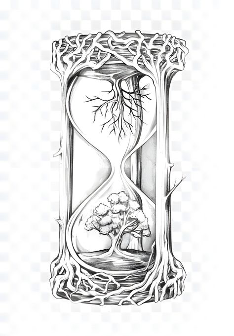 Tato Jam, Hourglass Tattoo Meaning, Hour Glass Tattoo Design, Hourglass Drawing, Bts Tattoo, Hourglass Tattoo, Clock Tattoo Design, Tree Of Life Tattoo, Clock Tattoo