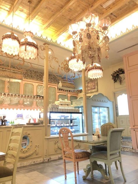 Royal Cafe Aesthetic, Victorian Bakery Aesthetic, Victorian Cafe, Cottagecore Cafe, Fancy Cafe, Shabby Chic Cafe, Pastel Cafe, Kawaii Cafe, Butler Cafe