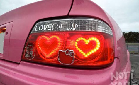 Heart Tail Lights, Pink Tickets, Pink Car Accessories, Hello Kitty Car, Pink Cars, Girly Car Accessories, Car Deco, Pimped Out Cars, Honda Cbr 600