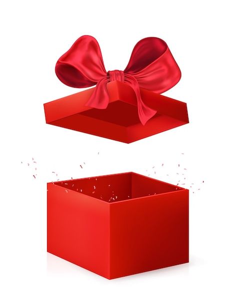 Vector red open gift box. birthday or ch... | Premium Vector #Freepik #vector #gift-3d #present-box #red-gift #red-box Open Gift Box Ideas, Present Box Illustration, Opening Presents, Opening Presents Christmas, Open Box, Red Gift Box Ideas, Present Box, Gift Illustration, Christmas Present Drawing