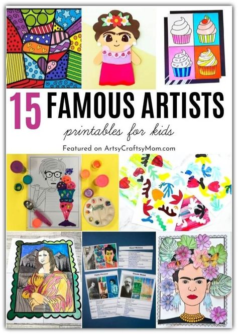 15 Amazing Artist Printables for Kids 2 Class Theme Ideas, 1st Grade Art Projects, Famous Artists For Kids, Process Art For Kids, Holiday Arts And Crafts, Romero Britto Art, Simple Science Experiments, Kid Friendly Art, Britto Art