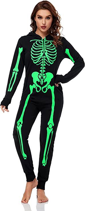 Halloween Costumes Witch Makeup, Skeleton Jumpsuit, Skeleton Costume Women, Costume Skeleton, Halloween Costumes Scarecrow, Glow In The Dark Skeleton, Skeleton Halloween Costume, Halloween Matching, Plus Size Halloween Costume