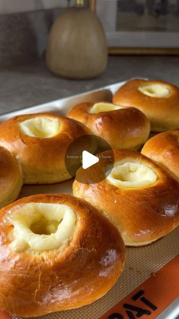 Arina Kysh on Instagram: "Lemon Cheesecake Brioche Buns

Buns:
160 g water
1 tbsp active dry yeast
90 g sugar 
2 eggs
450 g flour
40 g soft butter

Filling:
110 g soft cream cheese (1/2 brick)
100 g powdered sugar
Juice and zest of 1/2 large lemon or 1 small lemon

Lemon curd

- combine water, yeast and 20 g of sugar (from the total amount of sugar) let foam up for a few minutes 
- combine the yeast mixture, flour, rest of the sugar, eggs and soft butter
- knead for 10-15 minutes
- let rise for 1-2 hours until triples in size
- cut into equal portions, I portioned mine into 8 buns
- using the bottom of a cup, form a small divot in the center of each bun
- let rise for 30 mins
- combine all the filling ingredients, except for lemon curd, until smooth
- top each risen bun with the cream chee Brioche Bun, Active Dry Yeast, Sweet Lemon, Sugar Eggs, Brioche Buns, Lemon Cheesecake, Egg Wash, Cream Cheese Filling, October 4