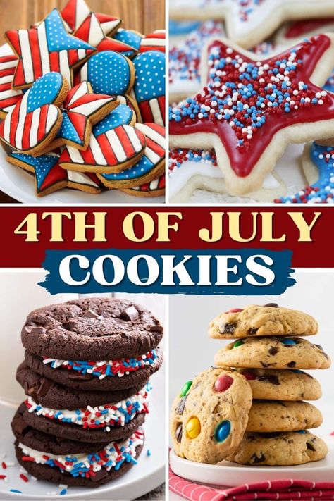 These festive 4th of July cookies will be the talk of the town! Whether it's at a cookout, block party, or right in your own kitchen, you'll love these colorful treats. Fourth Of July Cookies, 4th Of July Cookies, 4th July Food, Patriotic Cookies, Patriotic Food, Patriotic Desserts, M M Cookies, Blue Cookies, 4th Of July Desserts