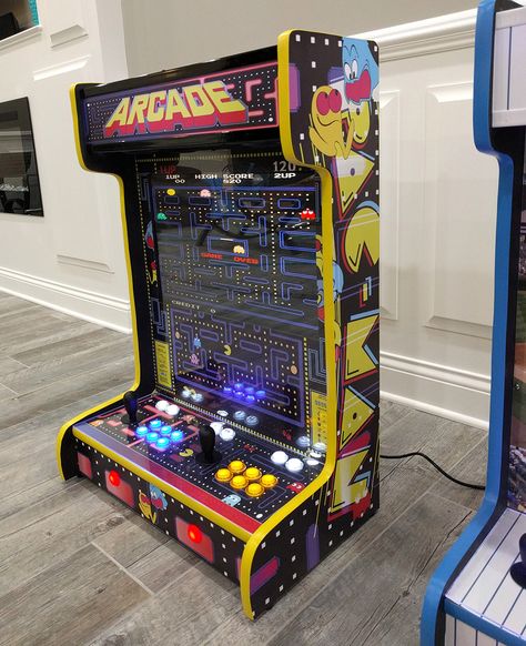 Gamer Room Diy, Gamer Room Design, Retro Pi, Modern Game Room, Diy Arcade Cabinet, Cabinet Build, Arcade Room, Mini Arcade, Arcade Game Room