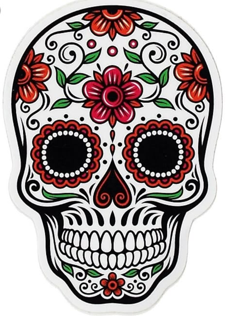 Mexican Skull Art, Sugar Skull Art Drawing, Mexican Skull Tattoos, Sugar Skull Illustration, Dead Rose, Skull Girl Tattoo, Rose Sticker, Skull Art Drawing, Sugar Skull Tattoos