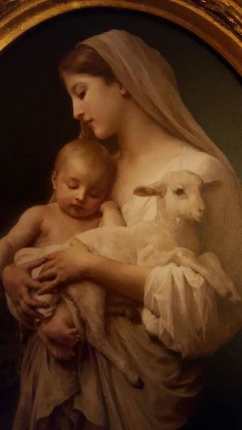 Lamb Oil Painting, Woman Holding Lamb, Sacrificial Lamb Aesthetic, Catholicism Art, Lamb Of God Art, Sacrifical Lamb, Lamb Aesthetic, Lamb Drawing, Sacrificial Lamb