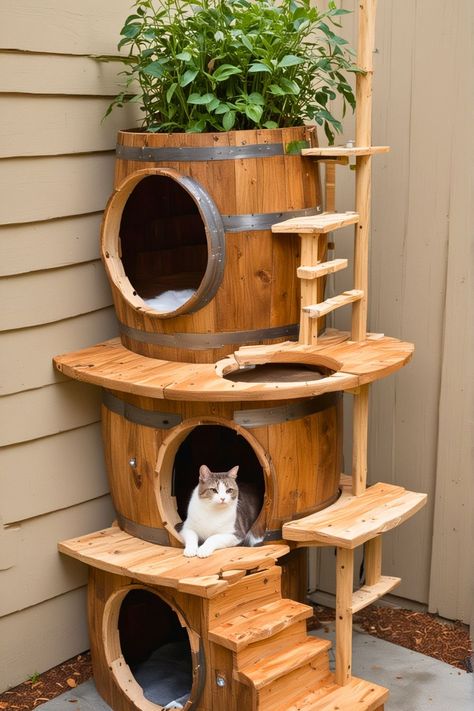 Top 15 DIY Cat House Ideas [Make At Home] Diy Cat House, Cat House Ideas, Spool Projects, Cat Room Decor, Wallpaper Gatos, Katt Grejer, Cat Patio, Cat Tree House, Diy Cat Tree