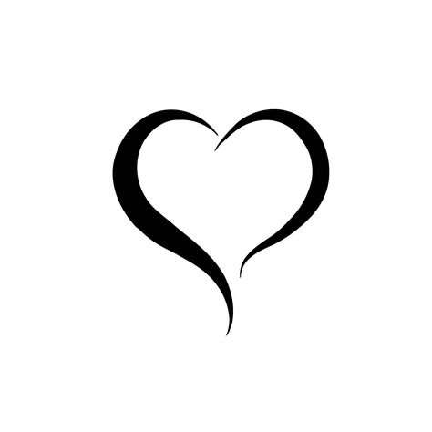 Two Lines Heart Vinyl Wall Art (Black) 2 Heart Tattoo, Hart Heart, 3 Hearts Tattoo, Heart Line Art, Heart Outline Tattoo, Tattoo Line Art, Heart Tattoo Design, Black Heart Tattoos, Love Heart Tattoo