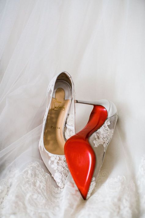 red bottom wedding shoes Wedding Red Bottoms, White Red Bottom Heels, White Red Bottoms, Heels Red Bottoms, Louboutin Wedding Shoes, Christian Louboutin Wedding Shoes, Wedding Shoes Sandals, Heels Red, Red Bottom