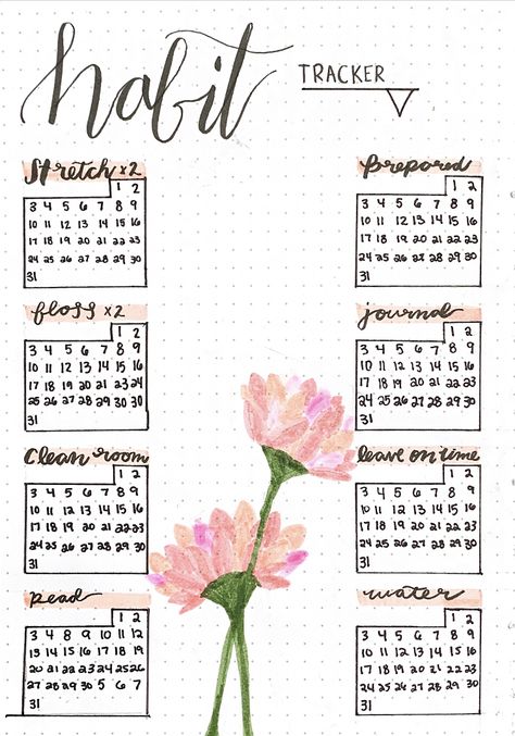 March Habit Tracker, Flower Habit Tracker, May Tracker Bullet Journal, Floral Habit Tracker, Spring Bullet Journal Theme, Bullet Journal April Theme, April Bullet Journal Habit Tracker, Bullet Journal Calendrier, April Bullet Journal