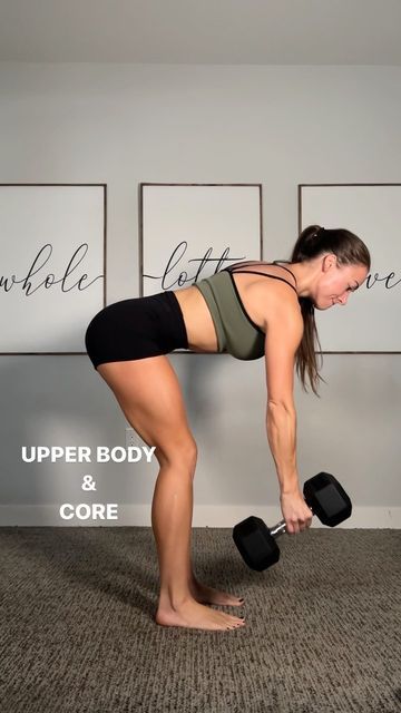 Becky on Instagram: "Upper Body & Core 💪 These are just a few of my staple upper body exercises that I do every single week. You will feel it in your core so much with these lifts 🙌 3-4 sets for each exercise ▪️8-12 reps single arm rows ▪️8-12 reps seated shoulder press ▪️45 secs modified v sit around the world variation ▪️10-12 reps single arm overhead tricep extensions ▪️16-20 reps modified v sit see saw bicep curls Have fun 😊 #upperbodyworkout #core #workoutathome #homeworkout #dum Seated Shoulder Press, Overhead Tricep, Tricep Extensions, Upper Body Exercises, Overhead Tricep Extension, Single Arm Row, See Saw, Tricep Extension, Body Exercises