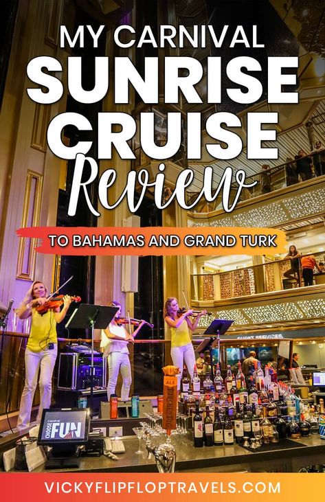 I went on the Sunrise Carnival Cruise for a week from Miami to Grand Turk, Nassau and Princess Cays. Here's what you can expect from a trip on the Carnival Sunrise, and what you will need to take and see. There's a video too! #carnivalsunrise #sunrisecarnival #carnivalcruises #cruise Carnival Sunrise, Carnival Elation, Carnival Cruise Tips, Cruise Attire, Grand Turk, Flying Scotsman, Cruise Essentials, Travel Wishlist, The Carnival