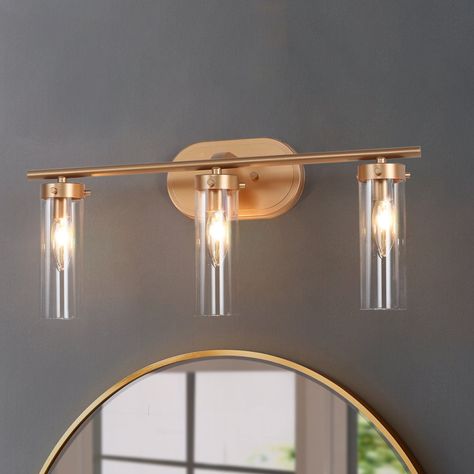 Vanity Lighting Over Mirror, Gold Wall Lights, Modern Bathroom Vanity Lighting, Modern Vanity Lighting, Bathroom Ambiance, Vanity Light Bar, Light Fixtures Bathroom Vanity, Contemporary Vanity, Vanity Light Fixtures