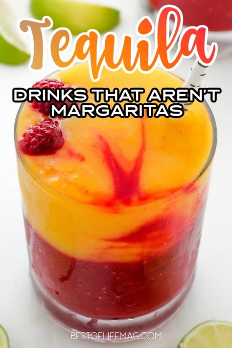 Tequila goes far beyond a margarita! Enjoy these tasty tequila drinks that suit everyone's tastes! From shots to margaritas and drinks that are NOT margaritas, they are all perfect! Tequila Recipes | Tequila Cocktail Recipes | Drink Recipes with Tequila | Tequila Recipes that are not Margaritas | Tequila Shots | Summer Cocktail Recipes | Mexican Cocktail Recipes | Drink Recipes with Tequila via @amybarseghian Vodka Tequila Drinks, Good Tequila Drinks, Taco Tuesday Drinks, Tequila Mixed Drinks Recipes, 1800 Drinks Recipes Tequila, Mix Drinks With Tequila, Mixed Drinks Alcoholic Tequila, Cute Tequila Cocktails, Summer Cocktail Recipes Tequila